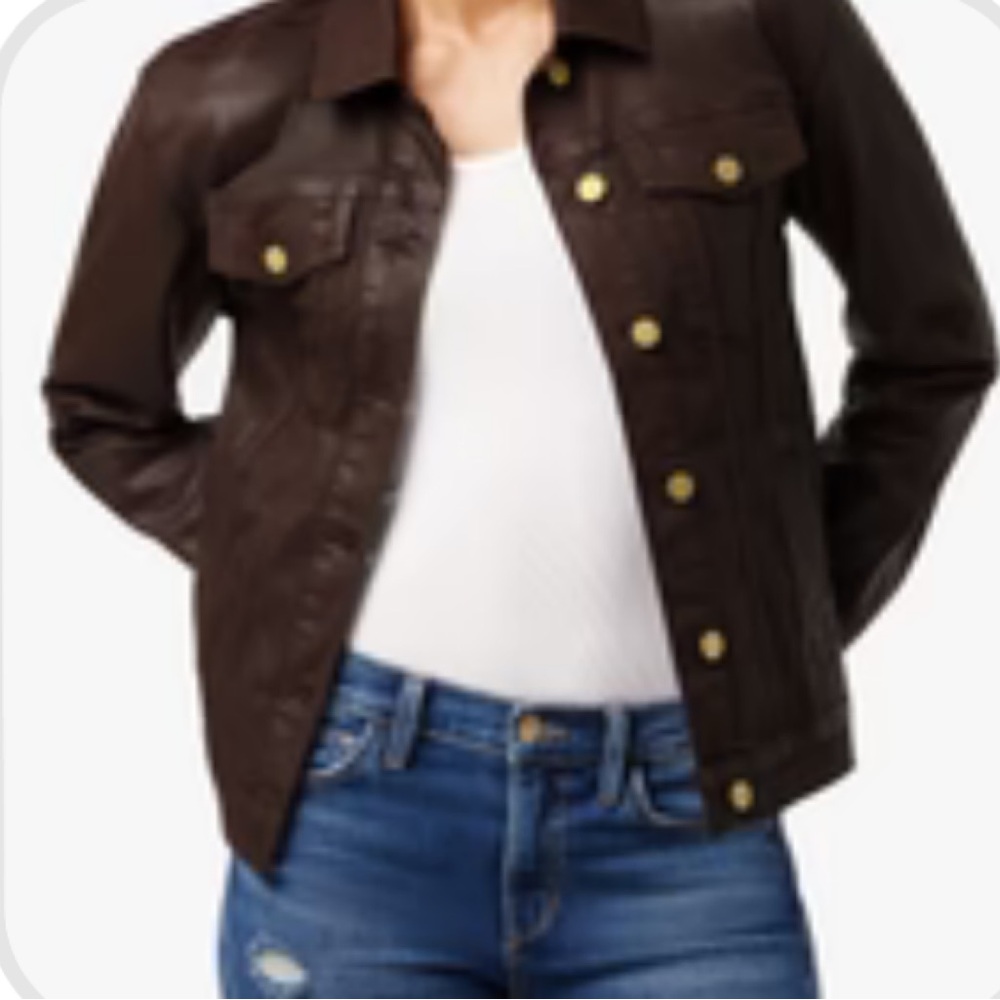 JOE’S JEANS coated boyfriend jacket dark coco bean brown -S-NWT! $278